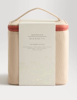 Sada parfémové vody, sprchového gelu, tělového mléka, krému na ruce, vonné svíčky a difuzéru řady Warmth z kolekce Apothecary pr