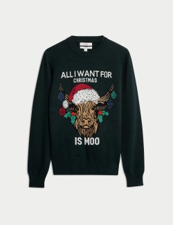 Vánoční svetr z čisté bavlny s kulatým výstřihem