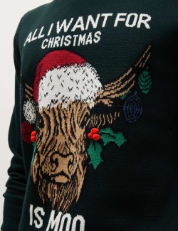 Vánoční svetr z čisté bavlny s kulatým výstřihem