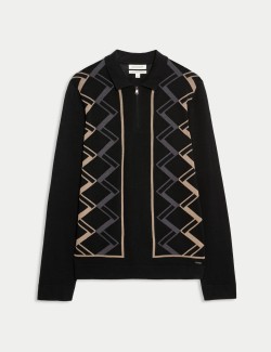 Mercerised Pure Cotton Half zip Knitted Polo Shirt