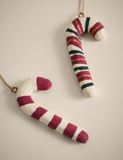 2 ks závěsných dekorací ve tvaru cukrových hůlek