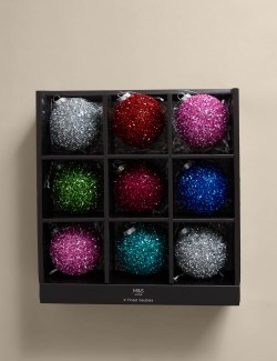 Baňky s motivem cínu, sada 9 ks