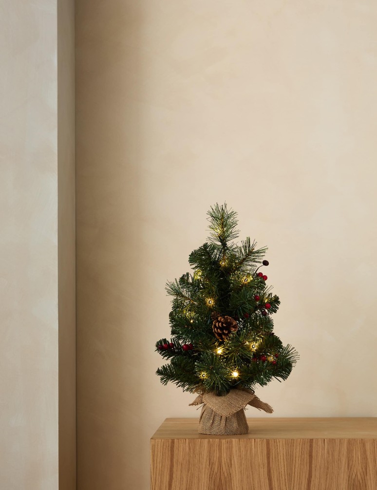 1.5ft Pre-Lit Pine & Berries Christmas Tree