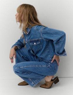 Zdobené džíny s širokými nohavicemi a cvočky