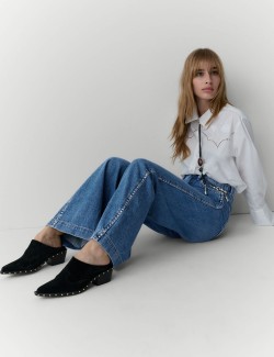 Zdobené džíny s širokými nohavicemi a cvočky