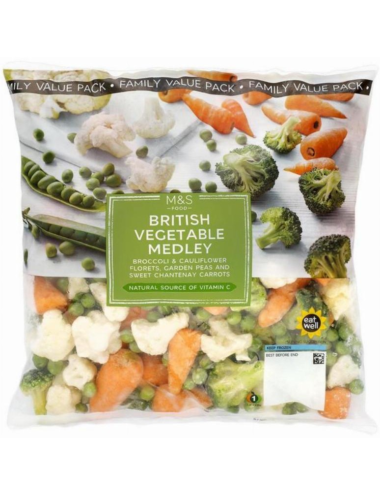 Zeleninová směs: brokolice, květák, hrášek a mrkev odrůdy Chantenay