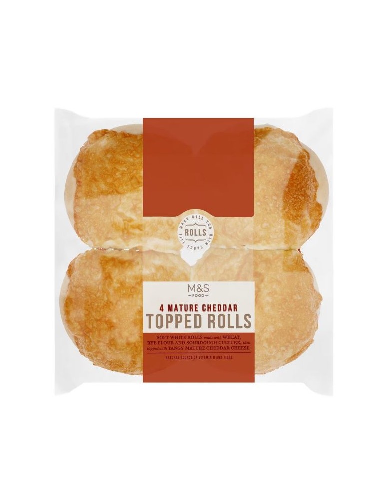 4 rohlíky z bílé pšeničné mouky s plátkem vyzrálého čedaru