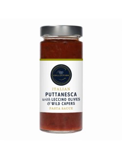 Rajčatová omáčka puttanesca na těstoviny s olivami Leccino a divokými kaparami