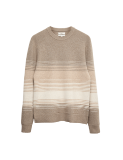Žebrovaný pruhovaný svetr z bavlněné směsi