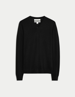 Svetr s výstřihem do V z čisté mimořádně jemné vlny merino