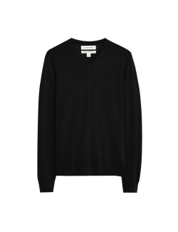 Svetr s výstřihem do V z čisté mimořádně jemné vlny merino