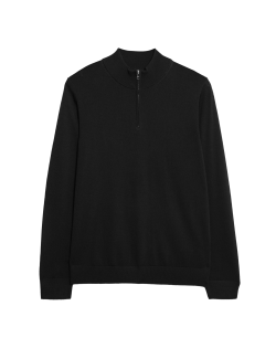 Svetr s krátkým zipem z čisté extra jemné vlny merino