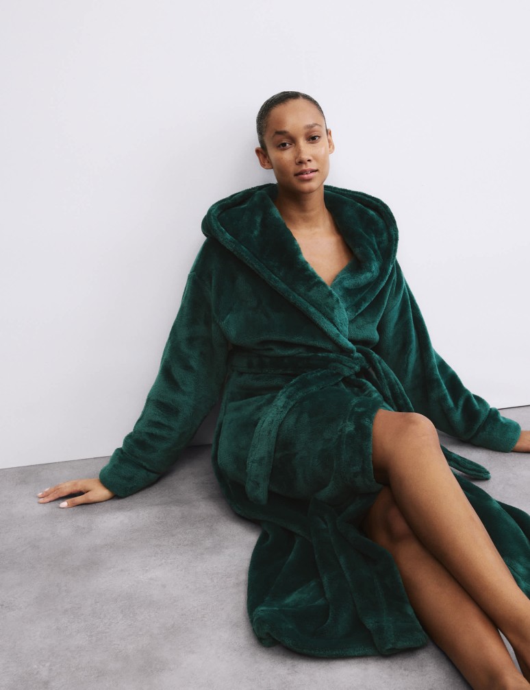 Fleece Hooded Dressing Gown