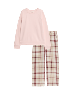 Kostkovaná pyžamová souprava s vysokým podílem bavlny
