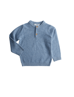 Pletený svetr s knoflíkovou légou u krku (0–8 let)