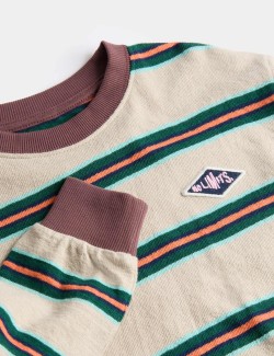 Pruhovaný top z čisté bavlny s texturou a dlouhým rukávem (2-8 let)