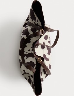Suedette Animal Print Slouchy Tote Bag