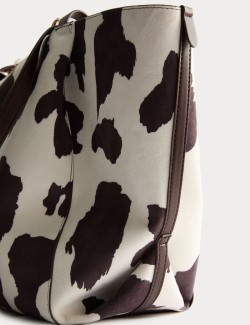 Suedette Animal Print Slouchy Tote Bag