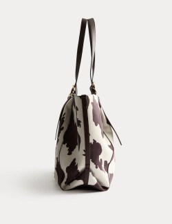 Suedette Animal Print Slouchy Tote Bag