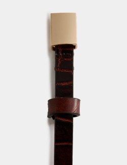 Leather Skinny Lizard Effect Jeans Belt