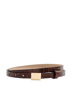 Leather Skinny Lizard Effect Jeans Belt
