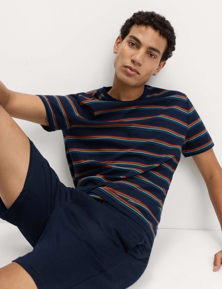 Pyžamová souprava s duhovými pruhy, z čisté bavlny