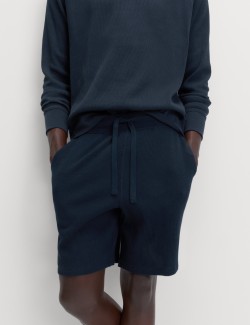 Domácí šortky z čisté bavlny s vaflovou texturou