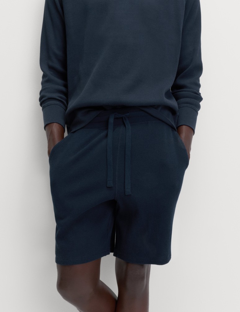 Domácí šortky z čisté bavlny s vaflovou texturou