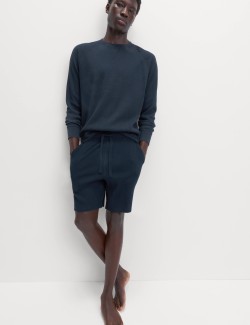 Domácí šortky z čisté bavlny s vaflovou texturou