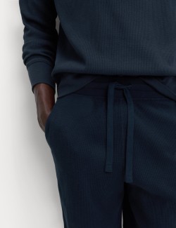 Domácí šortky z čisté bavlny s vaflovou texturou