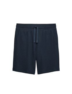 Domácí šortky z čisté bavlny s vaflovou texturou