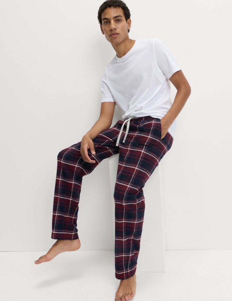 Pure Cotton Checked Loungewear Bottoms