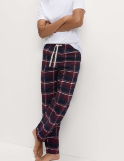 Pure Cotton Checked Loungewear Bottoms