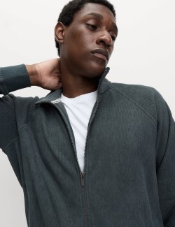 Flísový top na doma se zapínáním na zip a stojáčkem