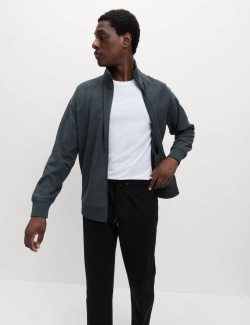 Flísový top na doma se zapínáním na zip a stojáčkem