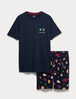 Vánoční domácí pyžamová souprava s motivem jídla z čisté bavlny