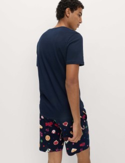 Vánoční domácí pyžamová souprava s motivem jídla z čisté bavlny