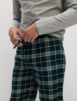 Kostkovaná pyžamová souprava z čisté bavlny s rozhalenkou