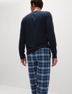 Kostkovaná pyžamová souprava z česané bavlny