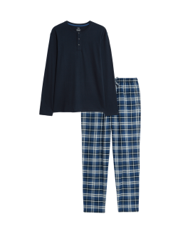 Kostkovaná pyžamová souprava z česané bavlny