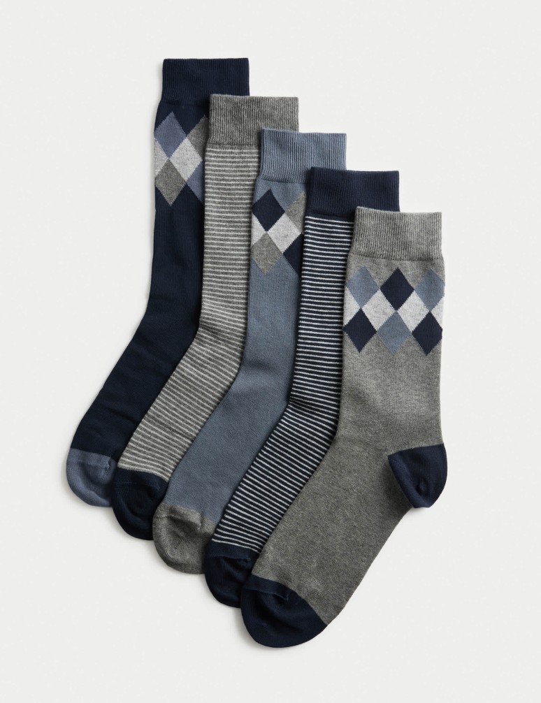 5pk Cool & Fresh™ Argyle Cotton Rich Socks