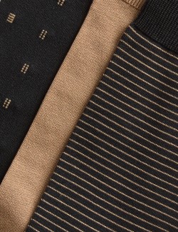 3pk Assorted Design Mercerised Cotton Blend Socks