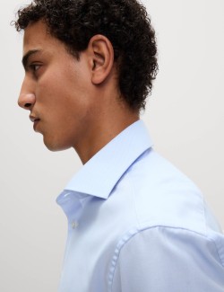 Keprová košile úzkého střihu z luxusní bavlny s dvojitou manžetou