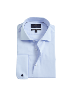 Keprová košile úzkého střihu z luxusní bavlny s dvojitou manžetou