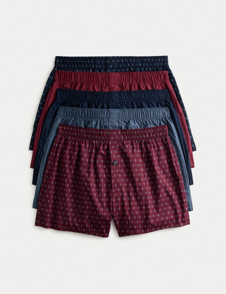 Tkané fulárové boxerky z čisté bavlny, 5 ks