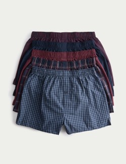 5pk Pure Cotton Checked Woven Boxers