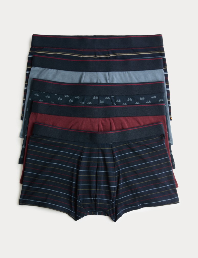 Bokové bavlněné strečové trenýrky s technologií Cool & Fresh™, 5 ks