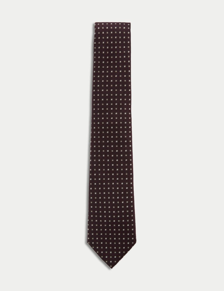 Silk Rich Geometric Tie with Wool