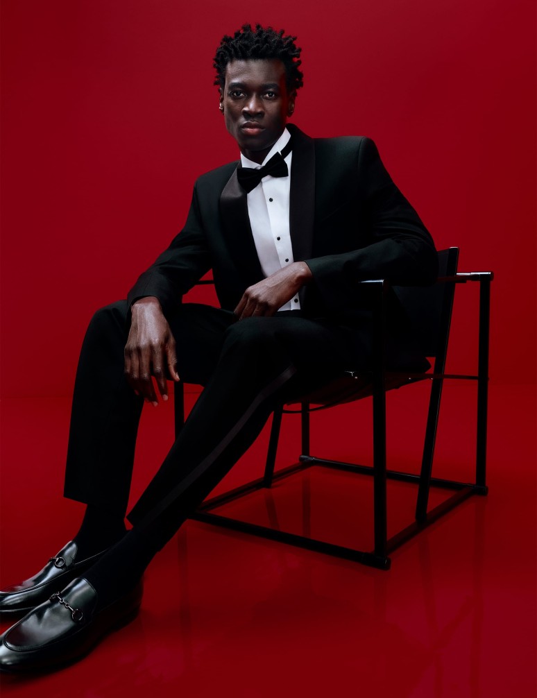 Smokingové kalhoty úzkého střihu se strečem