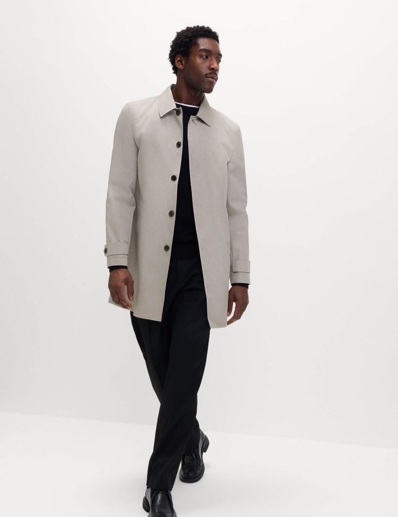 Podlouhlý kabát do deště ze směsi bavlny